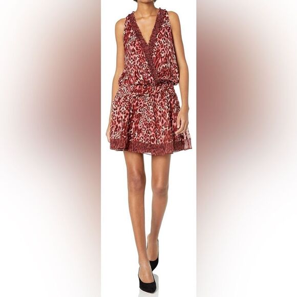 Ramy Brook Women's Red Leopard Print Winsten Mini Dress - Picture 1 of 8